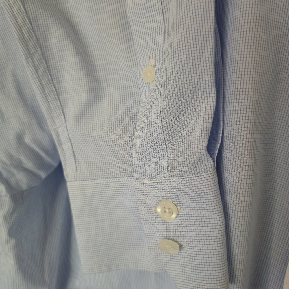 VITO Affiliated Brand Men XL Blue Micro Check Long Sleeve Button Up Dress Shirt - Picture 7 of 9